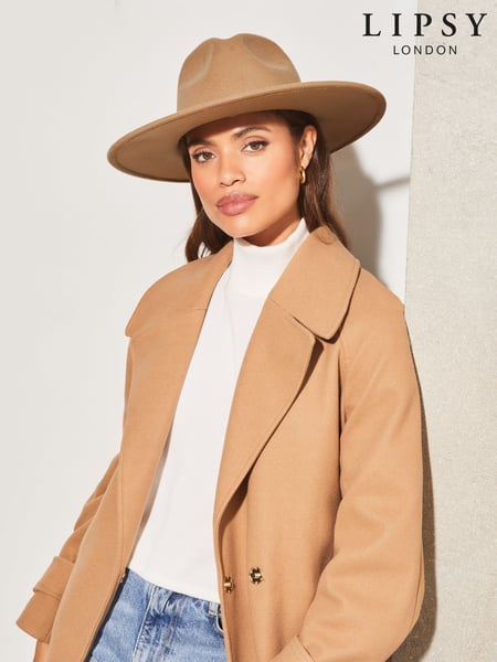 Lipsy Camel Chain Detailing Faux Suede Fedora Hat (B86531) | € 17