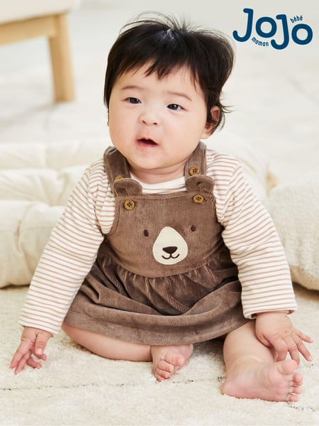 JoJo Maman Bébé Fawn Bear Velour Pinafore Dress And Top Set 2 Pack (B87779) | € 45