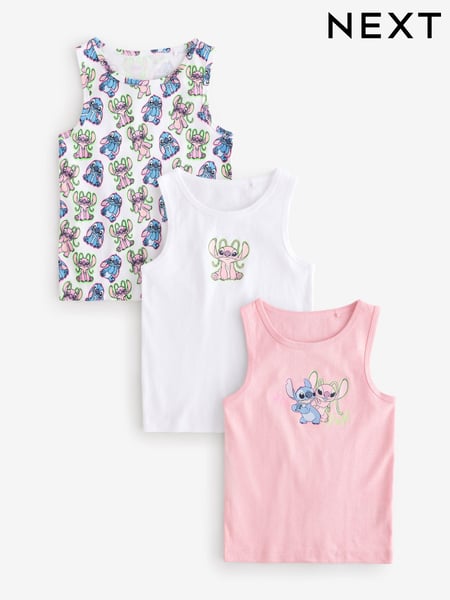 Pink/White 100% Cotton Lilo and Stitch Vests (1.5-12yrs) (B88020) | € 16 - € 18