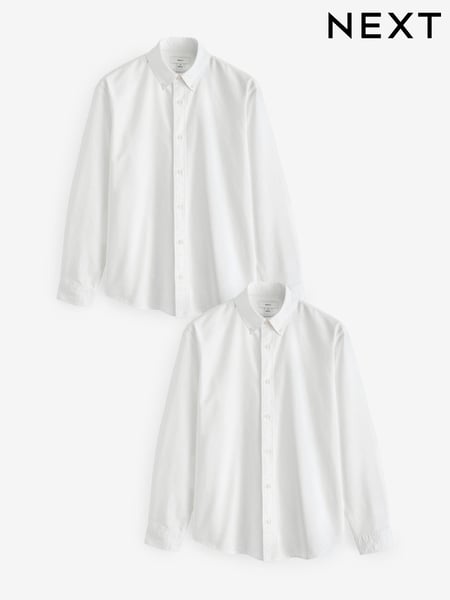 White Long Sleeve Oxford 100% Cotton Shirts 2 Pack (B88226) | € 72