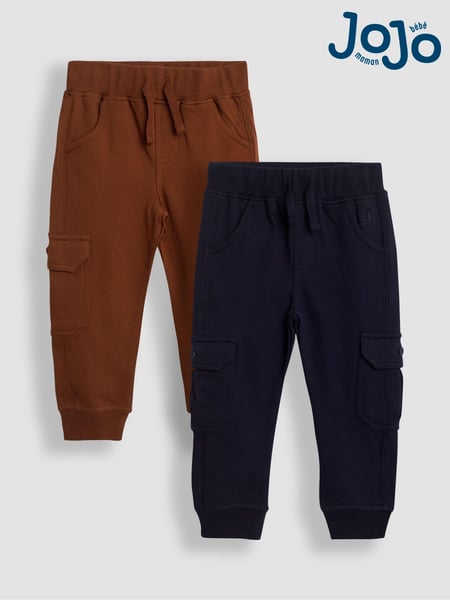 JoJo Maman Bébé Brown & Navy Blue 2-Pack Cargo Joggers (B88379) | € 37
