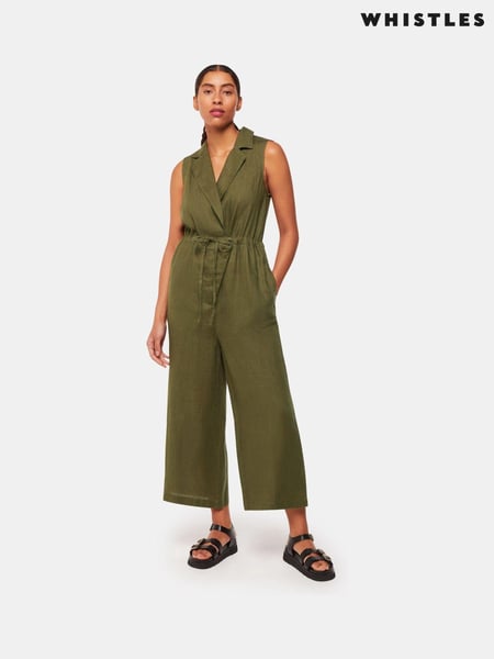 Whistles Green Bella Linen Wrap Jumpsuit (B88607) | € 46