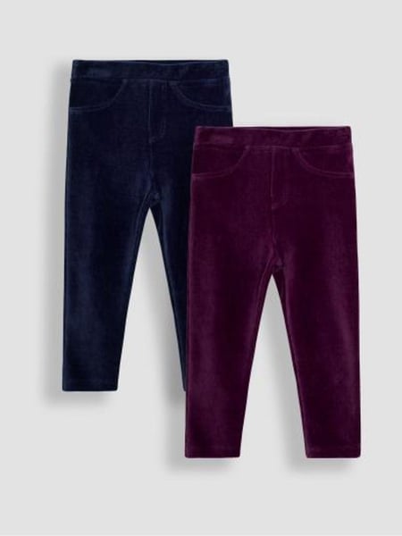 JoJo Maman Bébé Navy Blue & Purple 2-Pack Jersey Cord Jeggings (B88952) | € 37