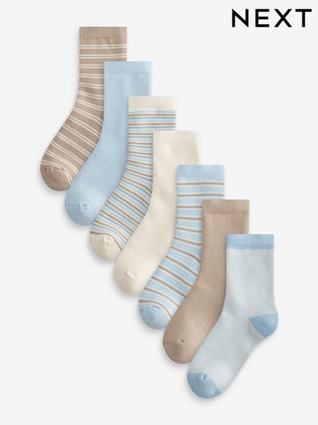 Blue/Neutral Stripe Cosy Terry Cotton Rich Socks 7 Pack (B89323) | € 9 - € 11