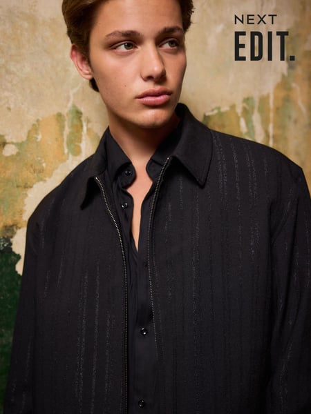 Black EDIT Metallic Pinstripe Harrington Jacket (B89541) | € 45