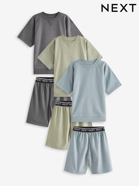 Sage Green Short 100% Cotton Pyjamas 3 Pack (3-16yrs) (B89831) | € 34 - € 44