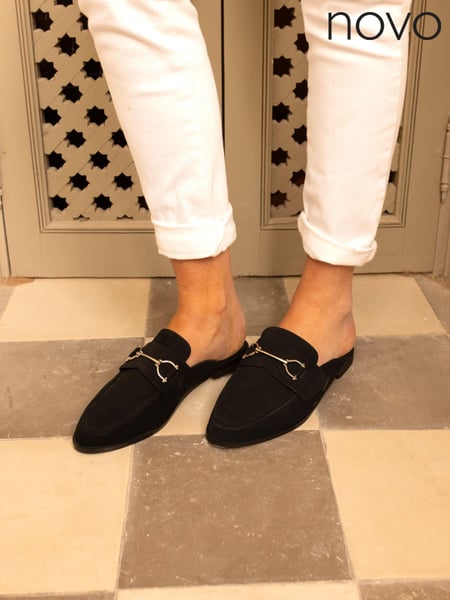 Novo Black Regular Fit Eleanora Backless Loafer Mules (B89902) | € 26