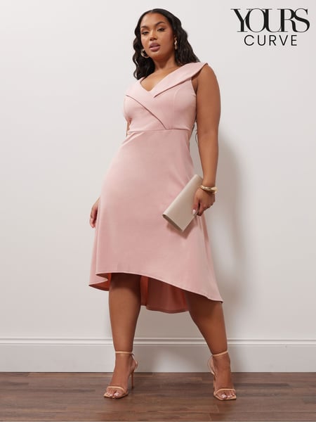 Yours Curve Pink London Tuxedo High Low Dress (B90501) | € 83