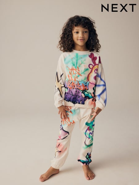 Cream/Pink/Green 100% Cotton Reindeer Christmas Joggers (3-16yrs) (B90509) | € 18 - € 23