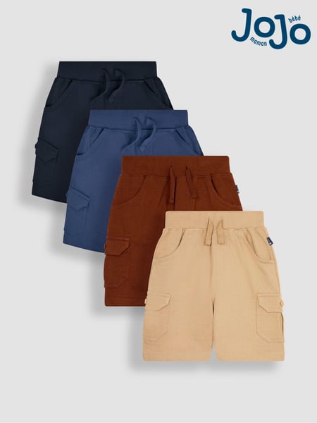 JoJo Maman Bébé Blue 4-Pack Jersey Cargo Shorts (B90972) | € 46