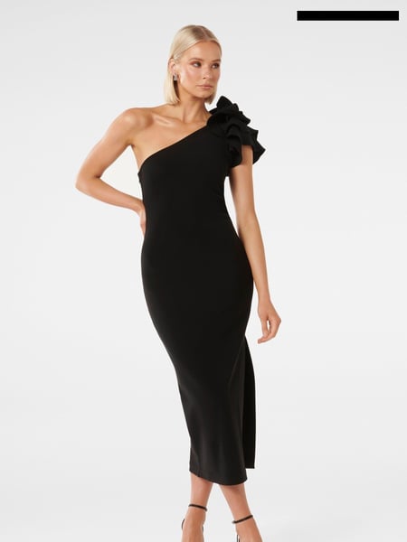 Forever New Black Celeste One Shoulder Ruffle Bodycon Dress (B91590) | € 120