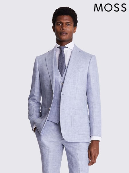 MOSS Light Blue Tailored Fit Linen Jacket (B93185) | € 295