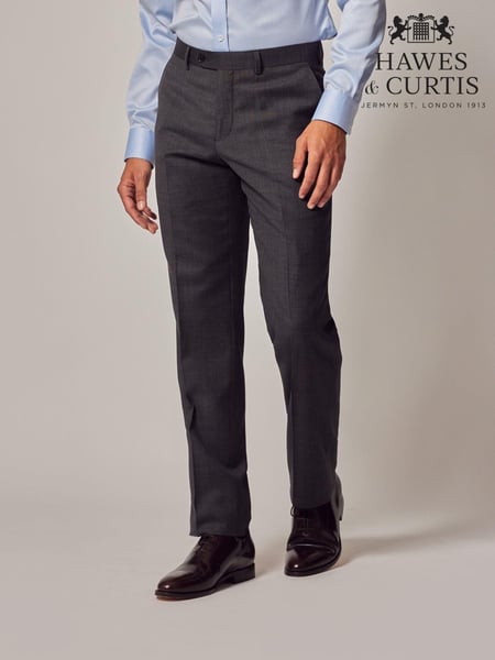 Hawes & Curtis Slim Grey Twill Suit Trousers (B93499) | € 93