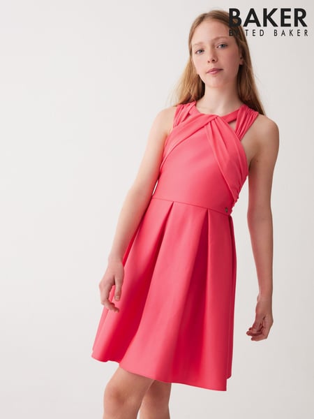 Baker by Ted Baker Coral Pink Chiffon Scuba Dress (B93536) | € 29 - € 33