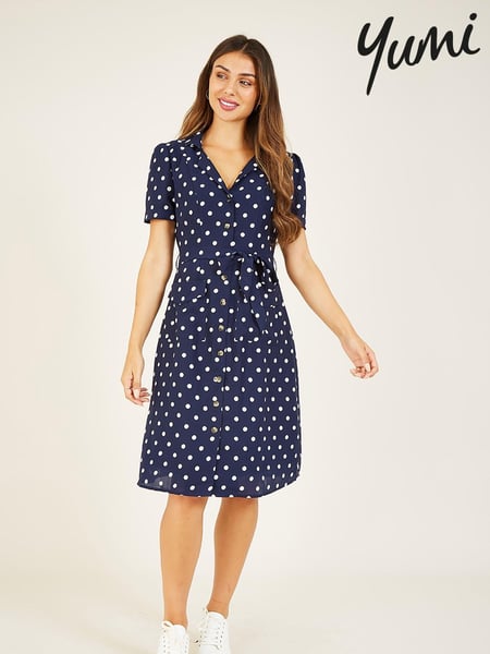 Yumi Blue Spot Retro Shirt Dress (B94601) | € 39