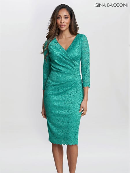 Gina Bacconi Green Melody Lace Wrap Dress (B95086) | € 126
