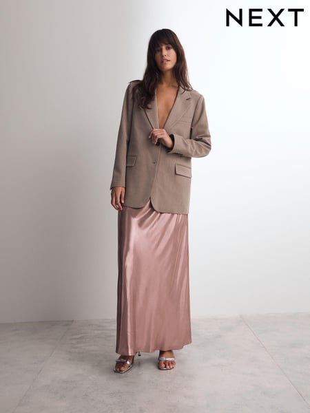 Rose Gold Satin Foil Midi Skirt (B95273) | € 30