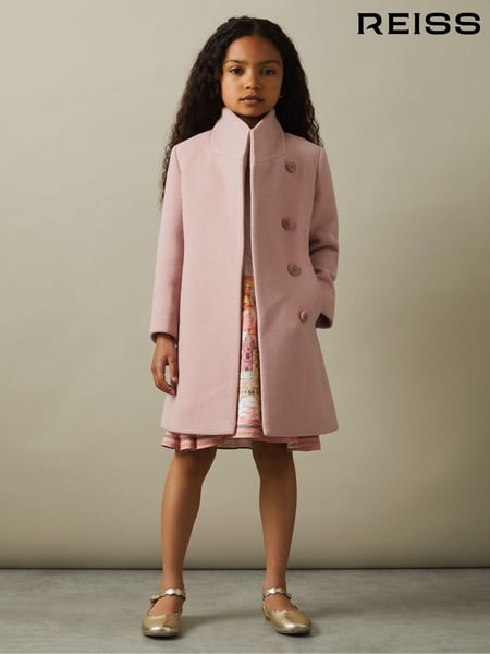 Reiss Pink Kia 4-9 yrs Wool Blend Funnel Neck Coat (B96355) | € 172