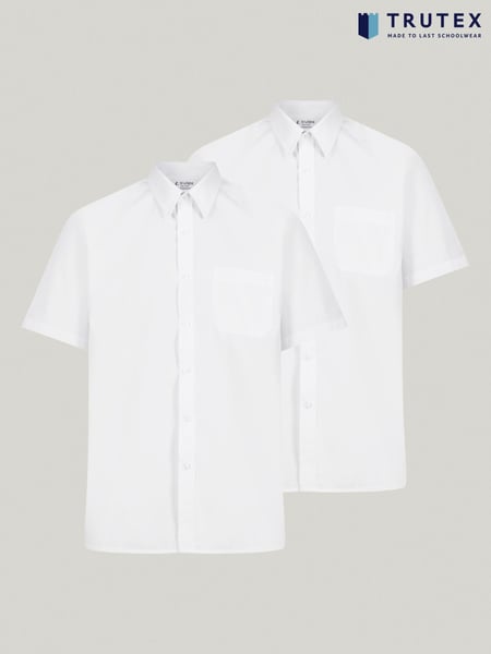 Trutex White Regular Fit Short Sleeve 2 Pack School Shirts (B96929) | € 34 - € 37