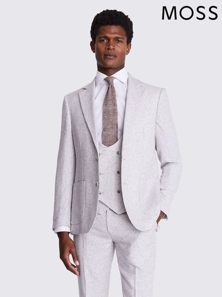 MOSS Grey/White Tailored Fit Houndstooth Jacket (B96934) | € 124