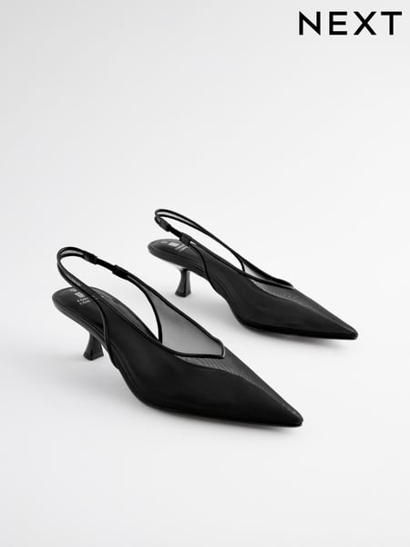 Black Forever Comfort® Mesh Sling Back Kitten Heels (B98472) | € 27