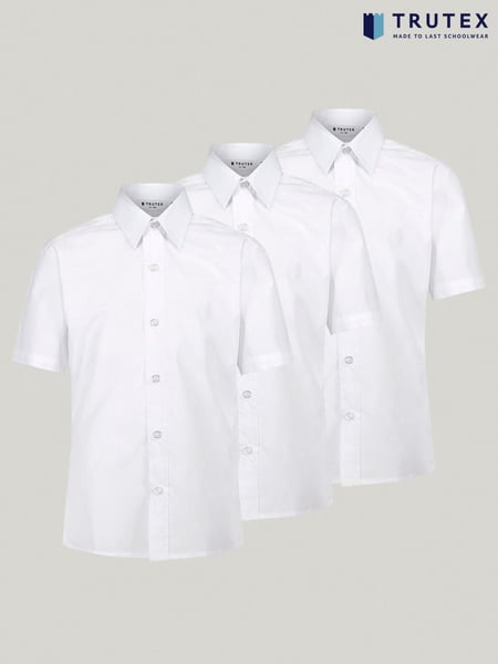 Trutex White Regular Fit Short Sleeve 3 Pack School Shirts (B98546) | € 37 - € 47