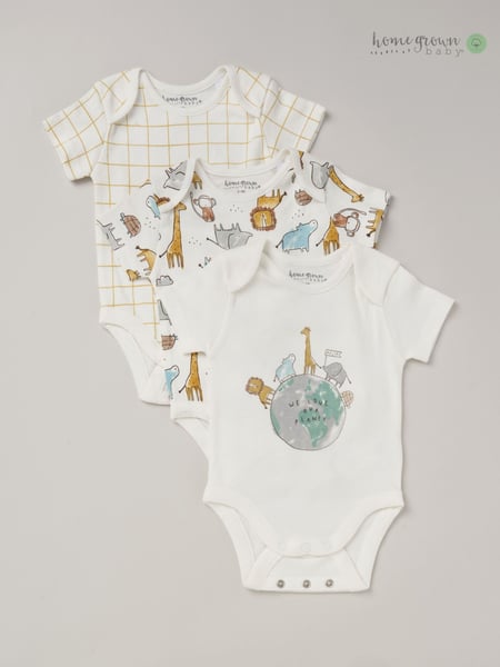 Homegrown Printed White Bodysuit Set 3 Pack (B98652) | € 28
