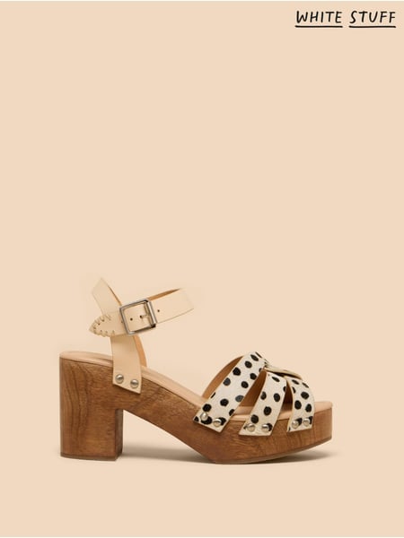 White Stuff White Cosmo Leather Heeled Clogs (B99097) | € 64