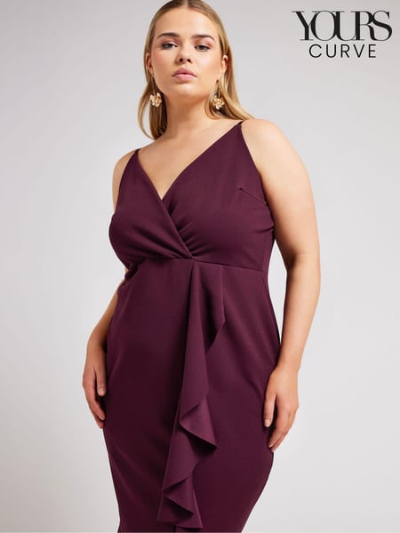Yours Curve Purple London Ruffle Wrap Dress (B99197) | € 32
