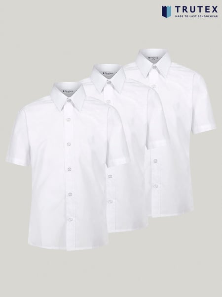 Trutex White Slim Fit Short Sleeve 3 Pack School Shirts (B99645) | € 37 - € 48