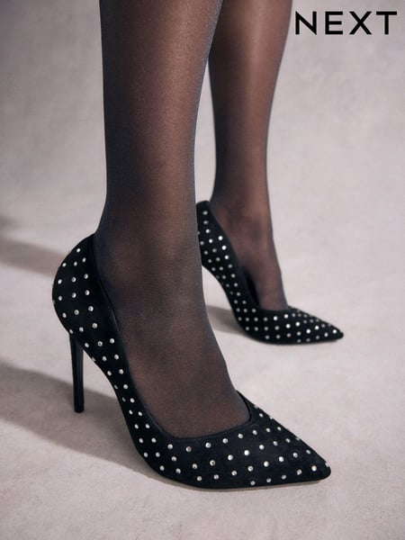 Black Tabitha Simmons Lola Leather Studded Point Heels (B99939) | € 63