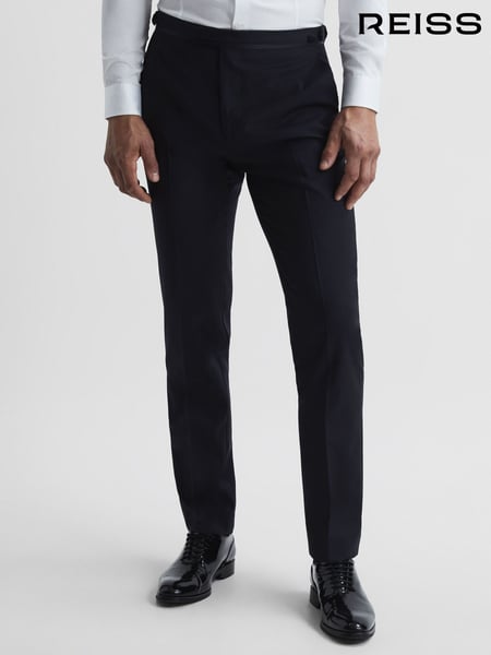 Reiss Navy Poker Standard Trim Modern Fit Tuxedo Trousers (C01243) | € 215