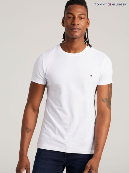 Tommy Hilfiger White Cream Slim Fit Core Stretch Crew Neck T-Shirt (C03899) | € 62