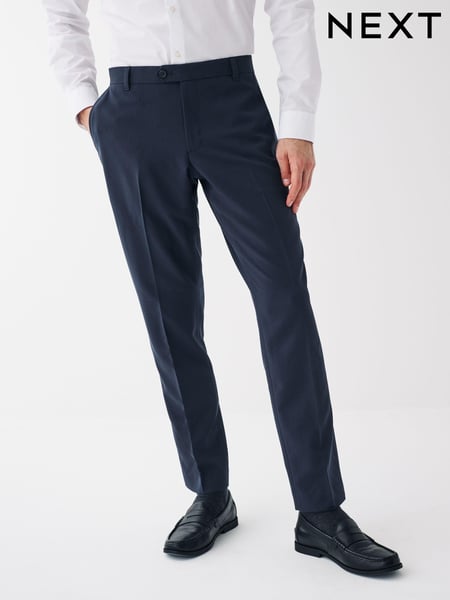 Navy Blue Slim Machine Washable Plain Front Smart Trousers (C04113) | € 30