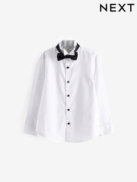 White Long Sleeve Smart Shirt with Bowtie (3-16yrs) (C05820) | € 21 - € 28