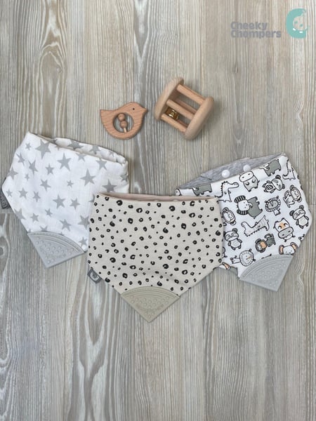 Cheeky Chompers Baby Teething Dribble 100% Cotton Bibs 3 Pack (C06340) | € 50
