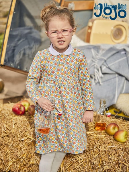 JoJo Maman Bébé Russet Orange Apple Floral Peter Pan Dress (C06876) | € 35