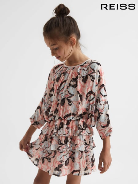 Reiss Blue Print Kayla 4-9 yrs Printed Ruffle Dress (C09372) | € 109