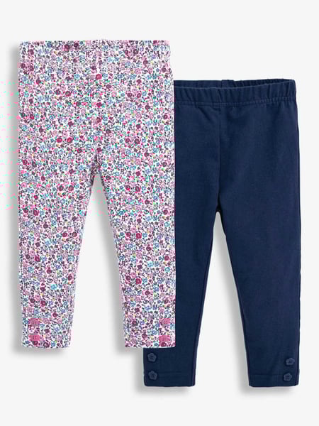 JoJo Maman Bébé Pink Ditsy & Navy Blue Girls' 2-Pack Leggings (C09451) | € 34