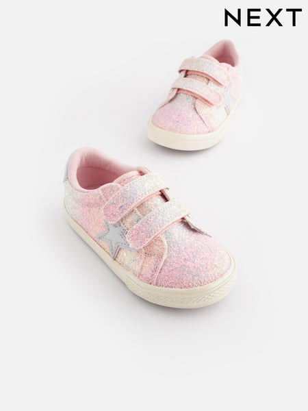 Pink Wide Fit (G) Glitter Star Trainers (C10881) | € 5 - € 6