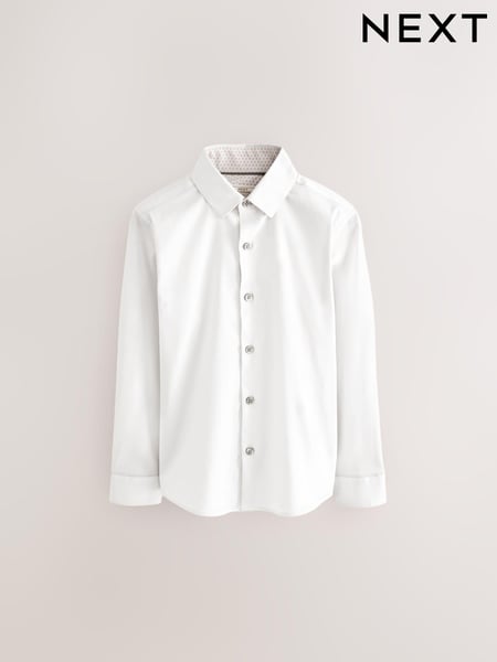 White Long Sleeve Long Sleeves Smart Trimmed Shirt (3-16yrs) (C12742) | € 18 - € 26