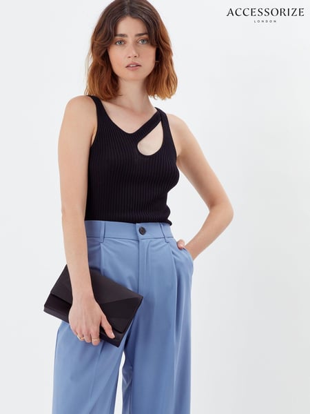 Accessorize Black Satin Fold Over Clutch Bag (C13857) | € 39