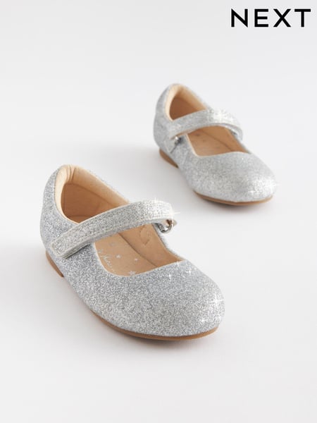 Silver Glitter Standard Fit (F) Mary Jane Shoes (C14364) | € 4 - € 5