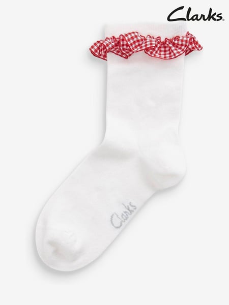 Clarks White Girls Ankle School Socks 2 Pack (C19609) | € 14