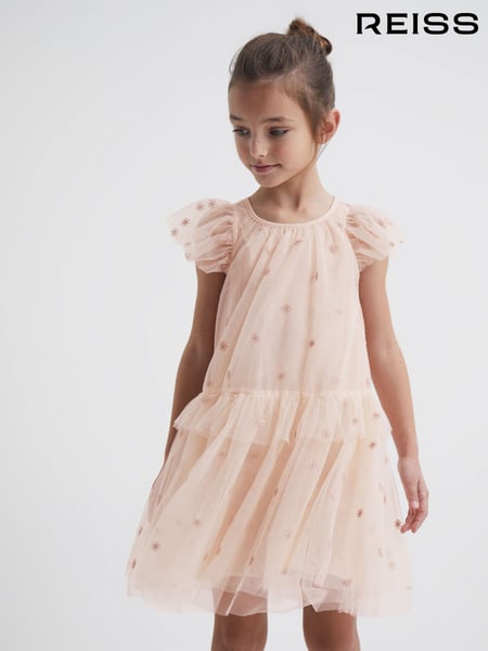 Reiss Pale Pink Fifi 9-12 yrs Tulle Embroidered Dress (C20478) | € 115