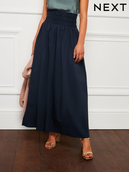 Navy Blue Elasticated Waist Midi Skirt (C20804) | € 15