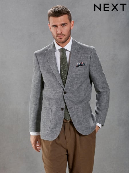 Grey Slim Signature Angelico Linen Blend Blazer (C26738) | € 29