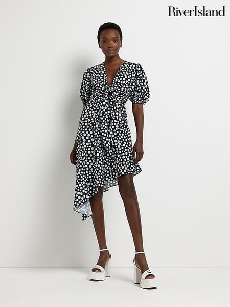 River Island Black Wrap Midi Dress (C27668) | € 15
