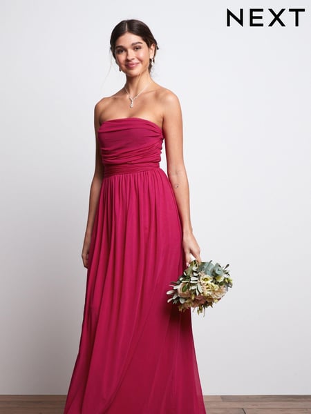 Pink Mesh Multiway Bridesmaid Wedding Maxi Dress (C30070) | € 39