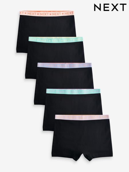 Black Bright Waistband Short Briefs 5 Pack (2-16yrs) (C30155) | € 11 - € 18